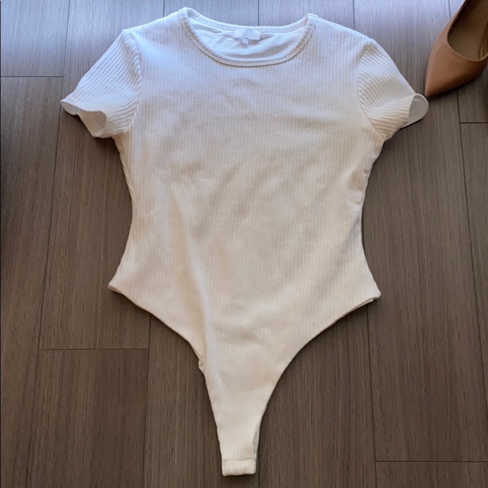Meshki Ribbed T Shirt Thong Bodysuit